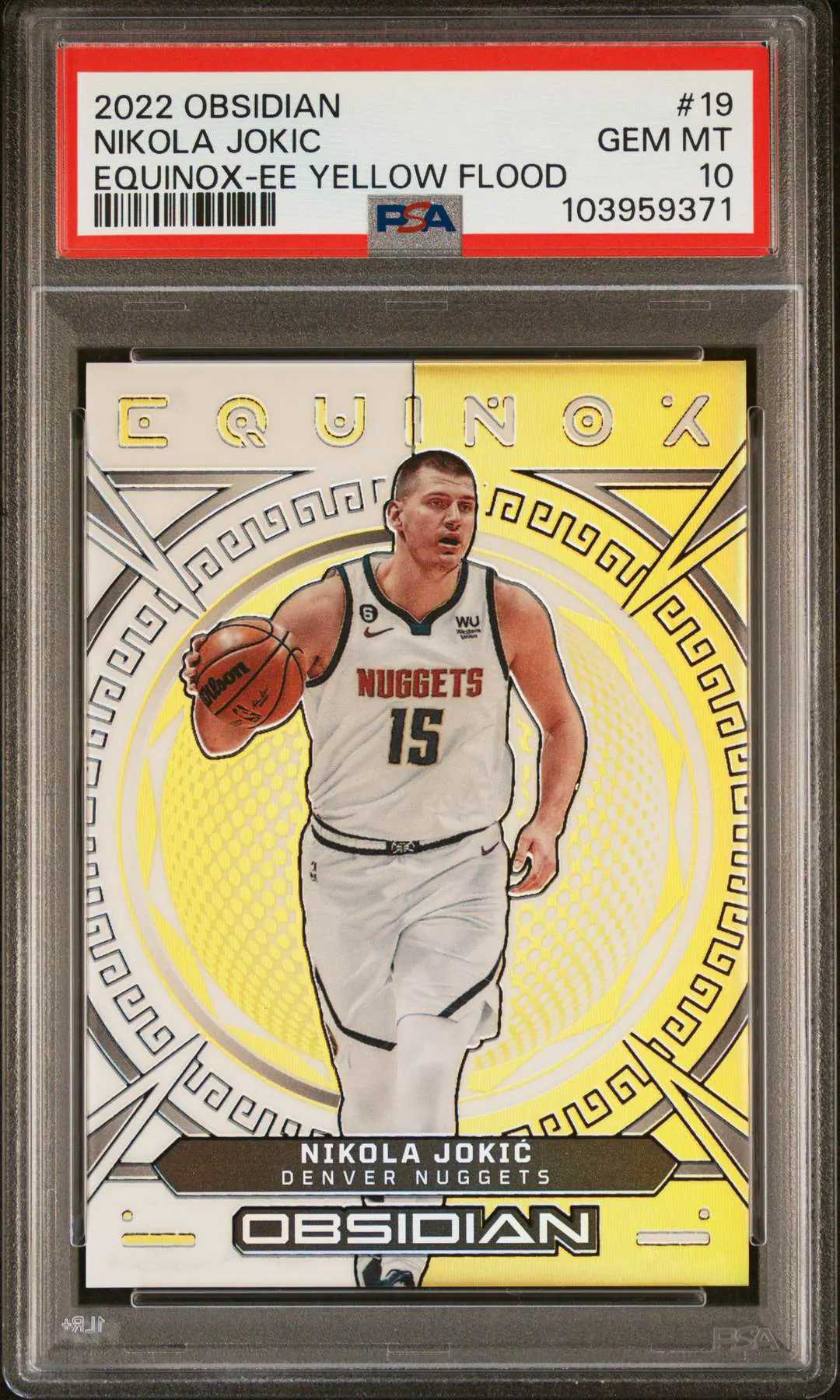 2022-23 Panini Obsidian Equinox Yellow Flood #19 — Nikola Jokić