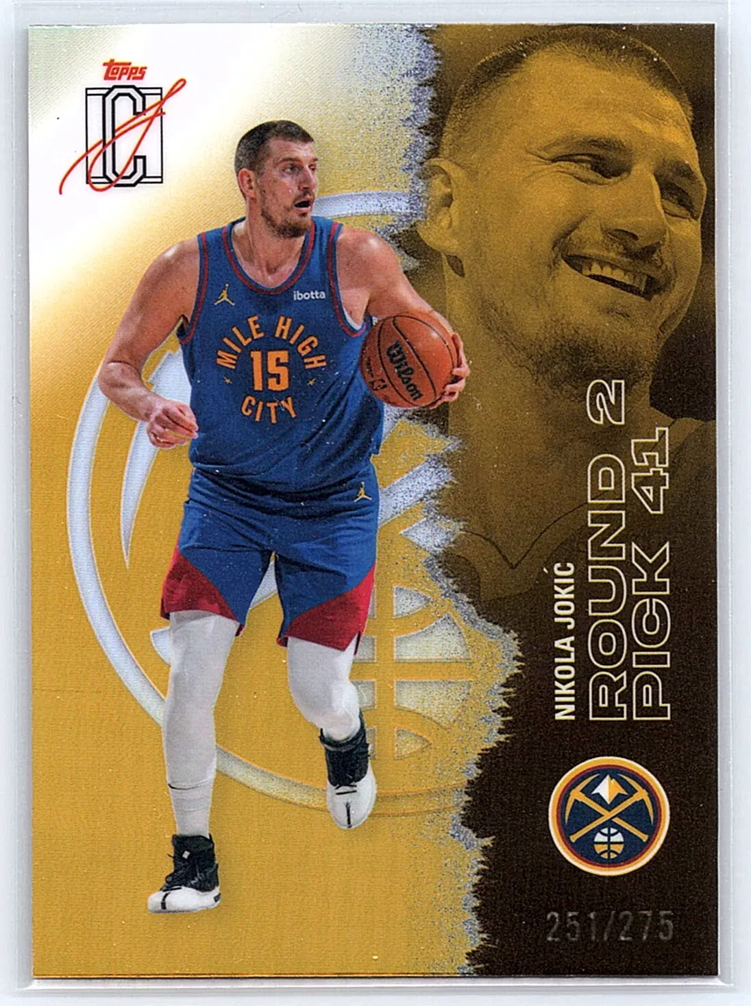 2025-26 Topps Signature Class Yellow #95 — Nikola Jokić, 'Round 2 Pick 41', numbered 251/275